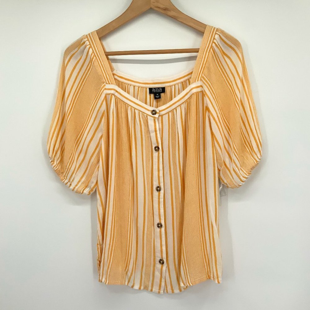 NWT A.N.A Stripe Button Down Blouse